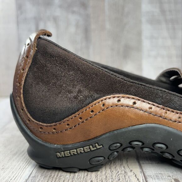 Merrell Womens 7 Plaza Bandeau Leather Suede Mary Jane Casual Shoe Slip On Brown - Picture 11 of 14